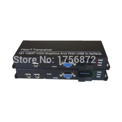 1 Pair KVM HD video Optical Multiplexer Fiber Optic Extender VGA / USB / Keyboard / Mouse / Audio Single Fiber 20 KM SC