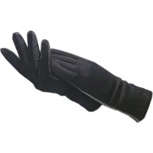 Gloves winter ladies wristband fashion sheepskin gloves black new warm female leather AB version thick lining imitation sea lion