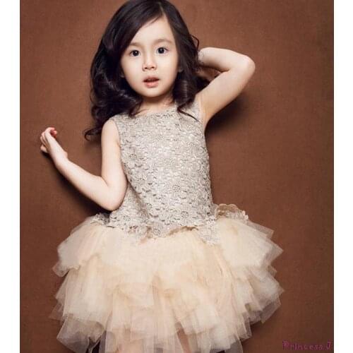 Toddler Girls Dresses 2018 for Party and Wedding Dress Summer Style Sleeveless Layered Evening Dress Kids Girls Dress Princess