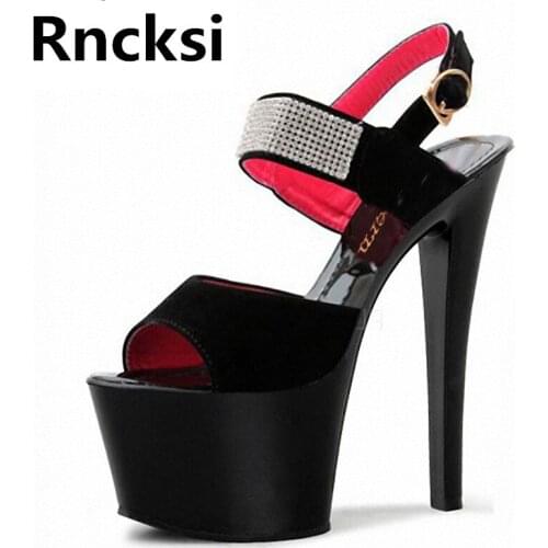 Rncksi Shinning Women/Girl Sexy 17cm High Heels Sandals Waterproof Platform Sandals Peep Toe Pole Dance Party Dress Sandals