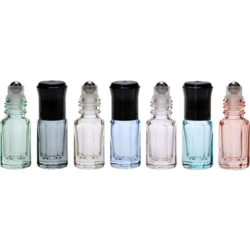 Stainless Steel Roller Ball Bottle Mini 3ml Essential Oil Vial Refillable Empty Color Roll On Glass Bottle Container 25pcs/lot