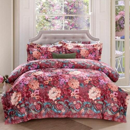 Luxury jacquard cotton bedding blue, pink, golden Satin Bedding Set Bed sheet, large down quilt set single set 4pcs