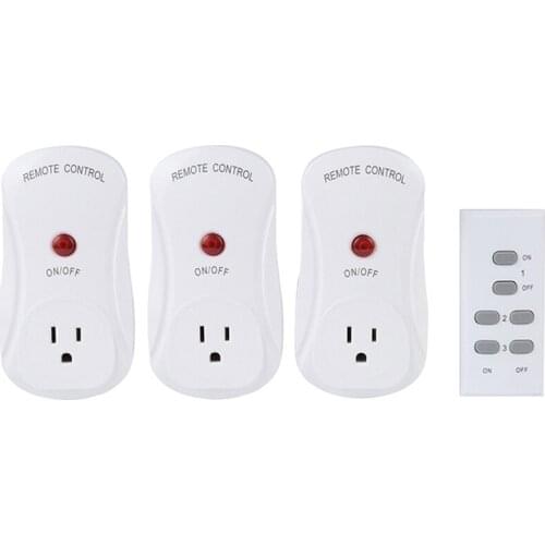 Remote Controlled Sockets Electrical Outlet House Power Outlet Light Switch US Standard（3 Electrical Outlets + 1 Remote