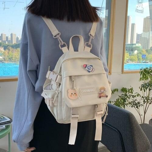 Campus Style Girls Student Backpack Nylon Cloth Kawaii School Softback Rucksack Womens Cute ​Y2k Large Capacity Travel Backpack