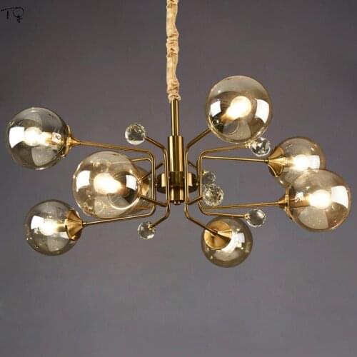 Nordic Individual Magic Bean Molecular Glass Ball Led Chandelier Lighting Modern Coppery Simple Restaurant Bedroom Living Room