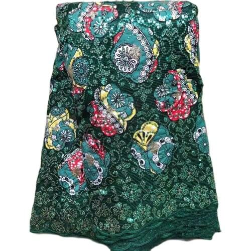 Teal Green Cord Lace with Nice Wax Prints Perfect Matchings for Big Wedding Party Hot Sales Guipure Ankara Fabric 2021 C029-2