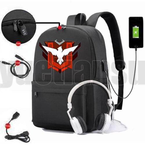 Game Free Fire Garena Roupa Angelical USB Charging Backpack Women Travel Bags School Bags for Teenage Girls High Quality Bookbag