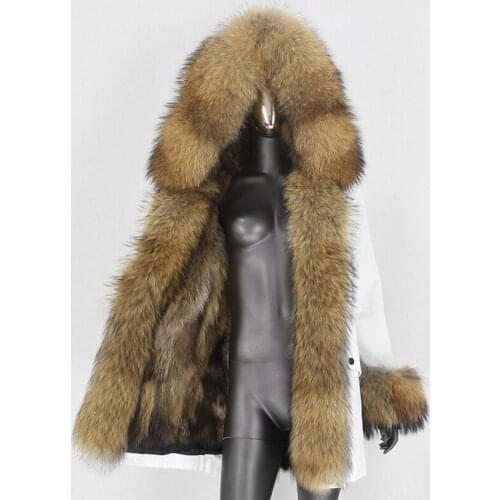 BLUENESSFAIR 2020 New Long Waterproof Parka Real Fur Coat Winter Jacket Women Natural Raccoon Fox Fur Outerwear Streetwear Warm