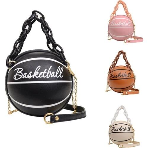 Women Basketball Shaped Cross Body Messenger Bag Purse Tote Mini Shoulder PU Leather Round Handbag for Girls