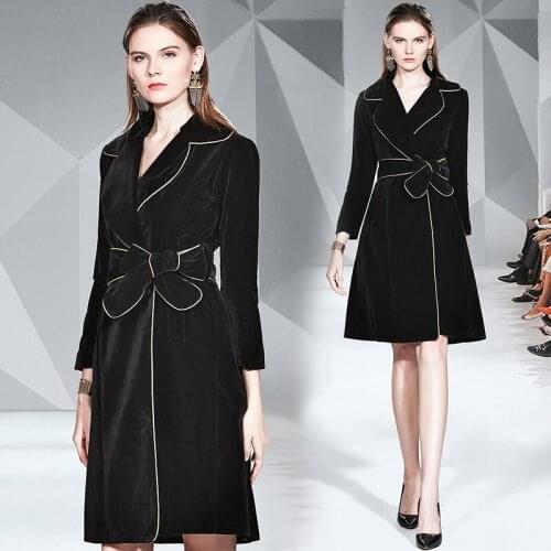 ZUOMAN Women Autumn & Winter Long Velvet Trench Coat Female High Quality Vintage Designer Elegant Blazer Outerwear & Coats