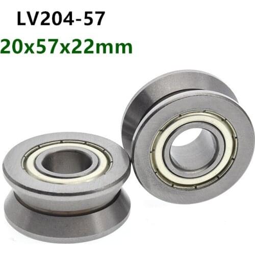 10pcs LV204-57 ZZ 20x57x22mm V groove pulley roller ball bearing Traces walking guide rail bearings 20mm * 57mm * 22mm