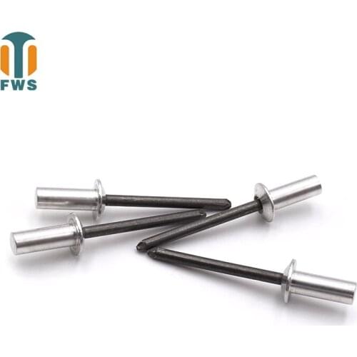 100 PCS M4 DIN EN ISO 15973 GB /T 12615.1 Aluminum Steel Closed End Blind Rivets With Break Pull Mandrel Protruding Head