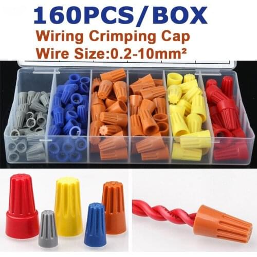 160PCS/BOX Practical Screw Connect Terminal Twist Connector Cap Spring Insert Nut Rotating Assortment Kit P1 P2 P3 P4 P6 Joints