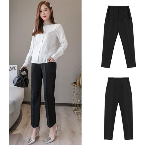 1685# Maternity Pants Spring Autumn Easy Matching Casual Pants Loose Belly Support Pants Elastic Waist Maternity Trousers