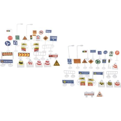 2xPlastic Traffic Signs Lights Kids Learn Traffic Rules Educational Toys Set