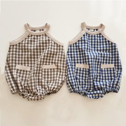 2020baby girl romper Summer New Style Plaid Romper Korea Children baby girl romper