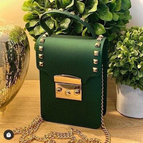 2021 New Jelly Bag Fashion Solid Color Rivet Chain Bag Buckle Small Square Bag High Quality Ladies Handbags