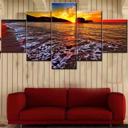 5 Pieces of Landscape Simple Poster Background Wall Bedroom Home Decoration Frameless Printing Canvas Hanging Painting Core