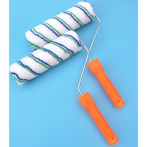 9-inch hot melt roller brush with no dead angle, middle hair, blue and green strip roller brush, latex paint, painting tools