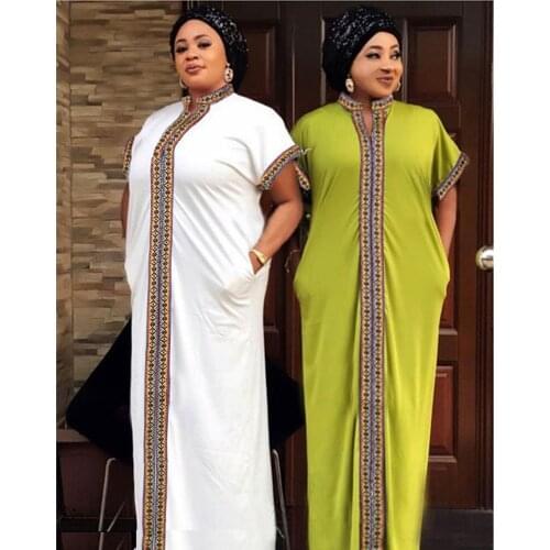 African Clothes For Women 2021 Latest traditional Gown Stand Collar Knitted Colorful Long Straight Skirt French Nigerian Clothes