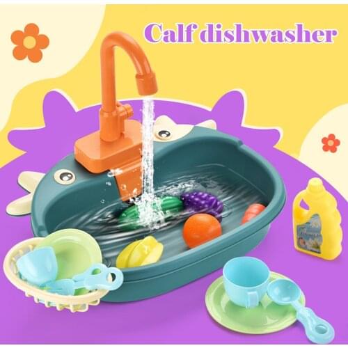 Analog Electric Dishwasher Sink Childrens Role Playing Kitchen Set Toys Funny Role-playing Mini Kitchen Simulation Toys 16 pcs