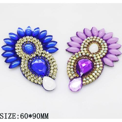 1pc/lot Shiny Crystal Rhinestone Applique Flower-Shape Acrylic Sash Applique for Flatback Sewing Belt Shoes Clothing Decoration