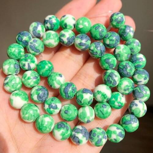Natural Stone Green Rain Jaspers Beads Round Loose Spacer Beads Mineral Crafts Lucky Beads For Diy Jewelry Making 4/6/8/10mm