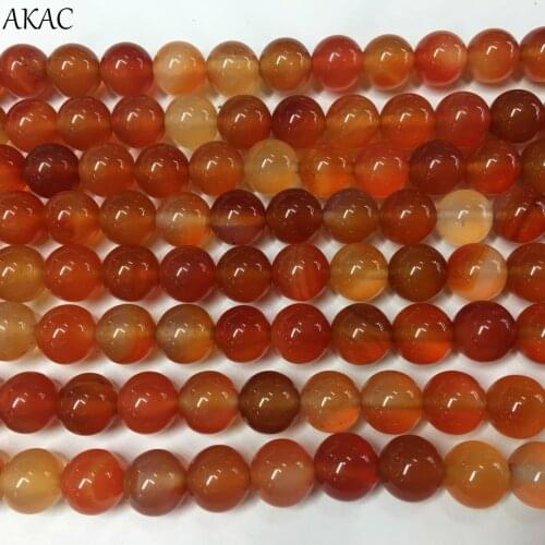 AKAC natural red carnelian agate loose beads 6/8/10mm for jewelry diy making wholesale