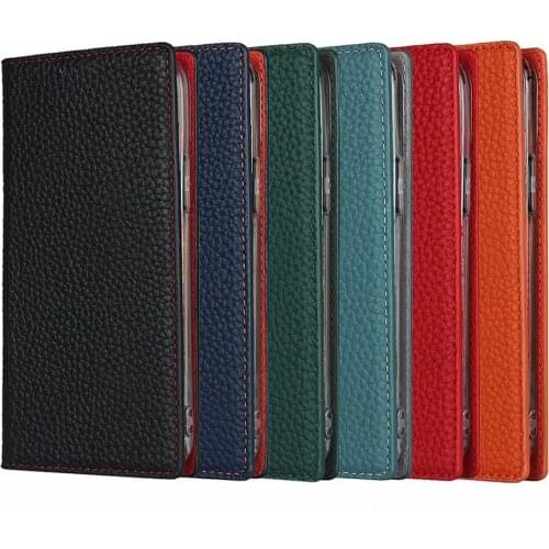 Lychee Pattern Genuine Leather /TPU Case For iphone 12 Pro Max XS MAX XR 11 7 8 Strap Card Slots Flip Stand Cover