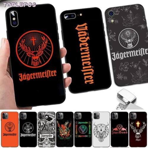 TOPLBPCS Jagermeister logo Silicone Black Phone Case for iPhone 8 7 6 6S Plus X 5 5S SE 2020 XR 11 pro XS MAX