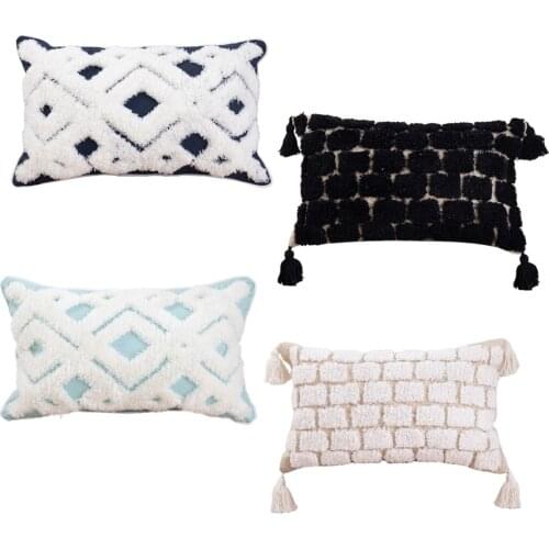 Boho Decorative Boho Pillow Case Tufted Tassel Cushion Cover 30x50cm Cotton Throw Pillow Covers for Couch Sofa Bed