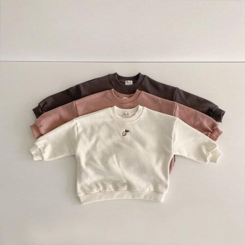 2021 Autumn New Baby Embroidery Sweatshirt For Boys And Girls Long Sleeve Pear Pullover Cotton Hoodie Children Sweatshirt