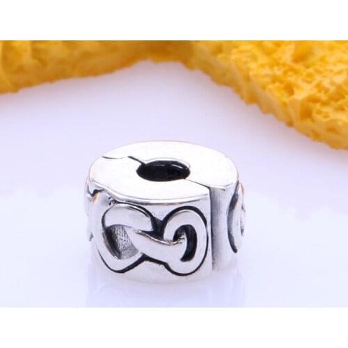 Authentic 925 Sterling Silver Positioning Buckle Heart Interweaving Clip Beads Fit Original Bracelet Pendant DIY Jewelry Charms