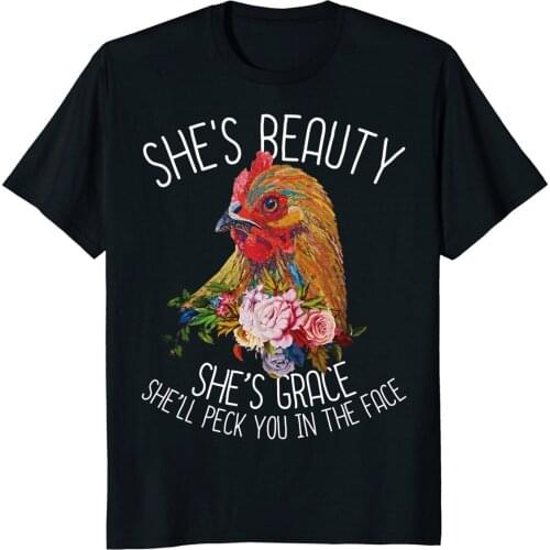 SheS Beauty She' Grace T-Shirt Chicken Farm T Shirt Men Summer Adult 100% Cotton Tees Cartoon Character 2019 Unisex Tee