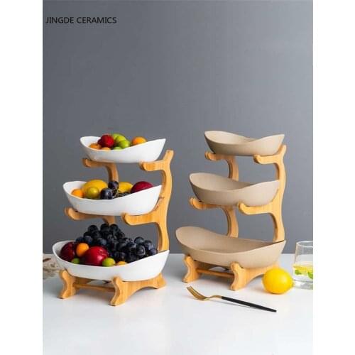 Creativity Ceramic Candy Dish Living Room Home Three-layer Fruit Plate Snack Plate Creative Modern Dried Fruit Fruit Basket