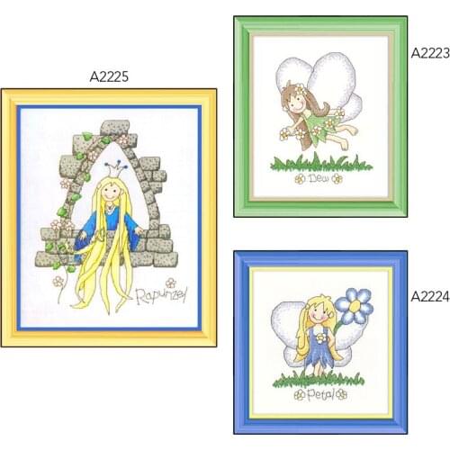 Fishxx Cross Stitch A2223-A2225 Cartoon Little Princess Elf Girl Simple Hand Embroidery Kit