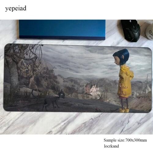 Coraline mouse pad locked edge gaming mousepad anime 800x300x4mm office notbook desk mat esports padmouse games pc gamer mats