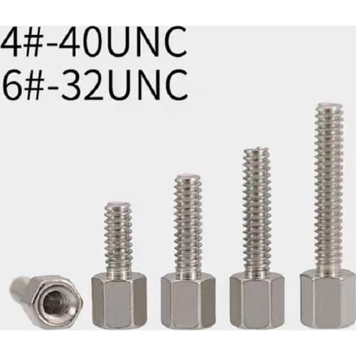 Brass Copper Nickle-plated 4#-40/6#-32 UNC Hex Standoff Male-Female Spacer Jackscrew for PCB Board Motherboard VGA DVI COM Port