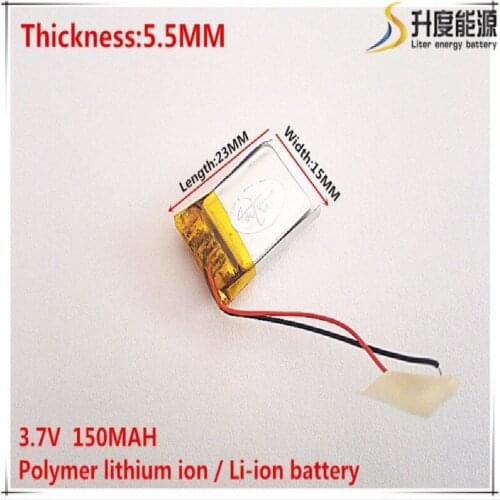 3.7V 150mAh 551523 Lithium Polymer Li-Po li ion Rechargeable Battery cells For Mp3 MP4 MP5 GPS mobile bluetooth