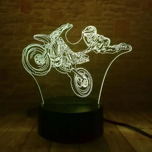Motorbike Man Model Luminous Juguetes 3D Illusion LED Nightlight Colorful Flashing Light Desk Moto Action Figure Toys