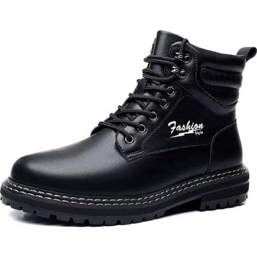 2021 Autumn&Winter Man Fashion Boots Quality Cow Leather Shoes Breather Anti-slip 38-44 Anti-Slip Man Boots