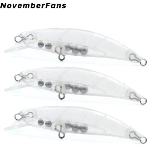 Novemberfans 20pcs/lot Hard Body Rattle Sinking Wobblers Blank Lure 7cm 3.2g Unpainted Minnow Fishing Lures for Freshwater Baits