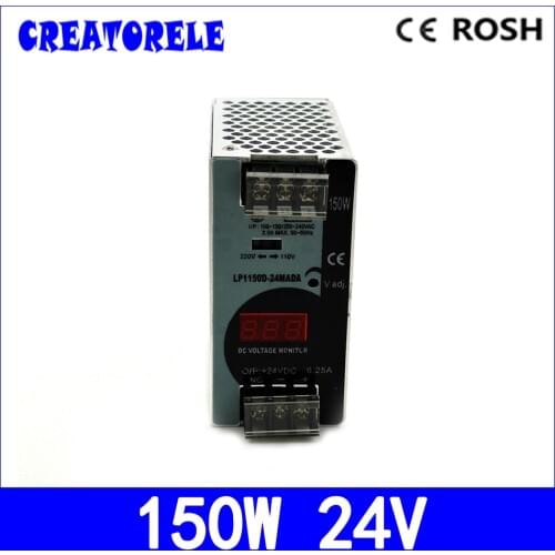 Ac to dc 150w 24v 6.25a Mini size -Din rail LP-150-24 Digital display StrLP light Led driver source switching power supply volt