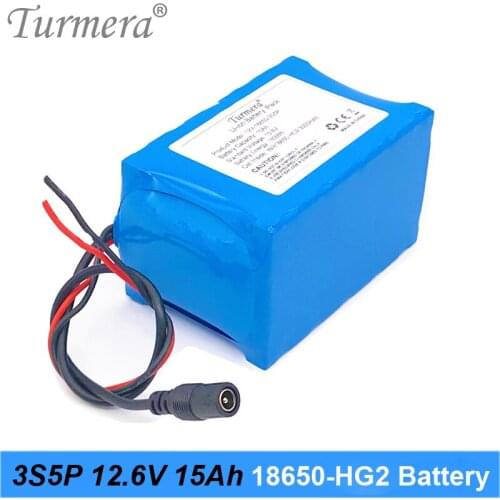 12V Reachargeable Lithium Battery Pack 3S5P 12.6V 10.8V Build INR18650-HG2 3000mAh Battery Cell with 40A BMS for Uninterrupted P