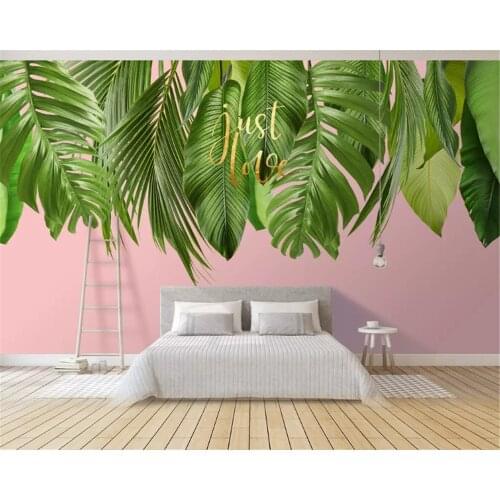 Beibehang Custom silky 3d wallpaper Nordic simple small fresh green leaves watercolor style background wall papers home decor
