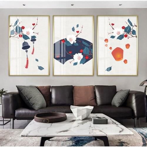 Chinese Style Living Room Poster Home Decoration Background New Chinese Style Dining Room Bedroom Frameless Printing Paintings