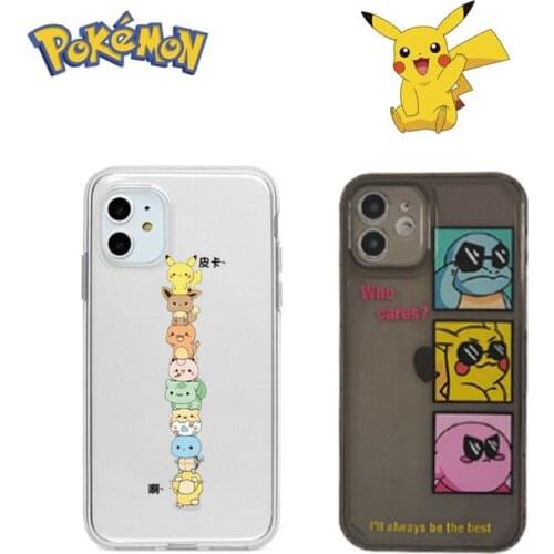 Pokemon Pikachu Cartoon Transparent Mobile Phone Case Silicone All-inclusive Anti-drop Soft Case for Iphone 7 8Plus 11 12 Promax