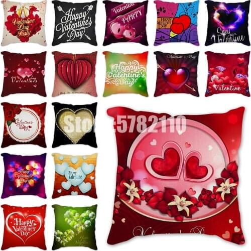 Flowers Red Lovers Pillow Case Modern Simple Sofa Cushions Cover Decorative Throw Pillows for Couch Living Room Wedding Decor