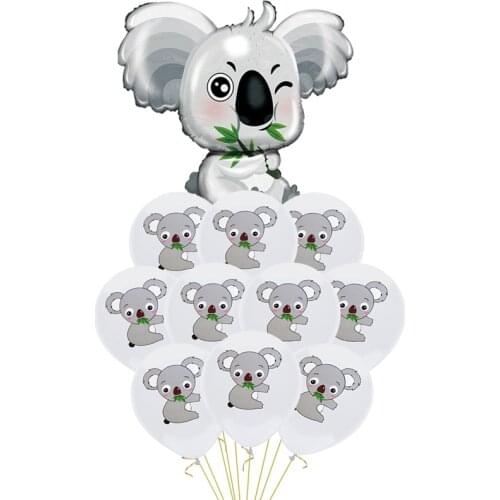 Jungle Safari Animals Balloons Latex Animal Grey Koal Balloons for Jungle Theme Kids Birthday Party Decorations(Koala Pattern)
