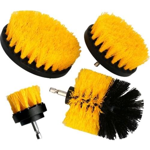 4Pcs/Set Electric Scrubber Brush Drill Brush Kit Plastic Round Cleaning Brush for Carpet Glass Car Tires Nylon Brushes